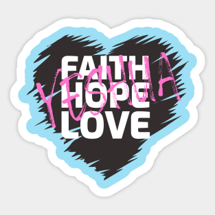 Faith Hope Love Yeshua Heart (Dark) Sticker